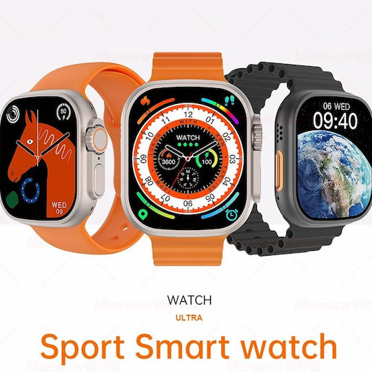 S8 Ultra Max Smartwatch with Heart Rate Monitor (Orange) view 3