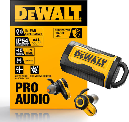 DEWALT Pro‑X2 ANC In-ear Bluetooth Handsfree Earphones with Sweat Resistance and Charging Case Black view 1