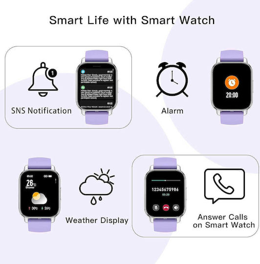 Popglory P66 Smartwatch with Heart Rate Monitor (Purple / Pink) view 5
