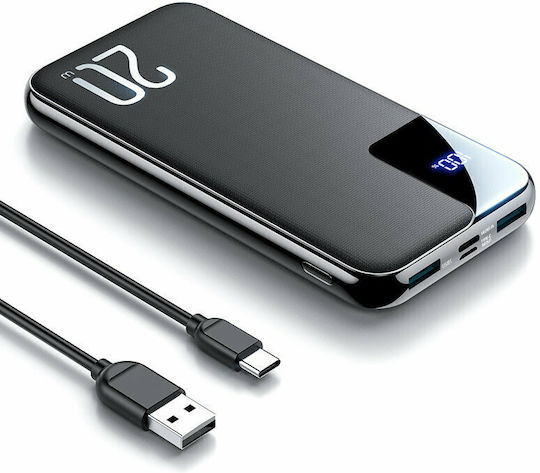 Joyroom JR-QP190 Plus Power Bank 20000mAh 20W with 2 USB-A Ports and USB-C Port Power Delivery Black view 2