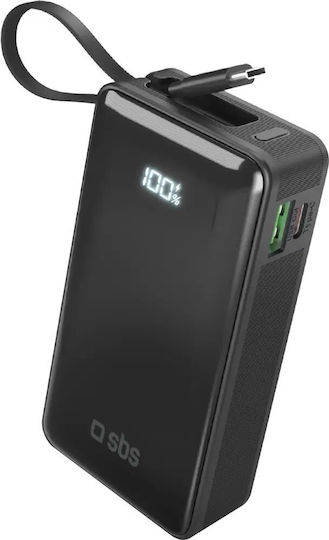 SBS Power Bank 10000mAh 22.5W with USB-A Port and USB-C Port Power Delivery Black