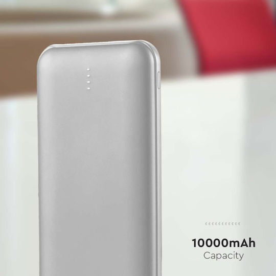 V-TAC VT-3527 Power Bank 10000mAh with 2 USB-A Ports Silver view 2