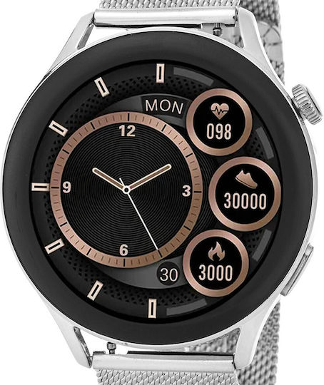 3Guys 3GW4647 44mm Smartwatch with Heart Rate Monitor (Silver) view 2