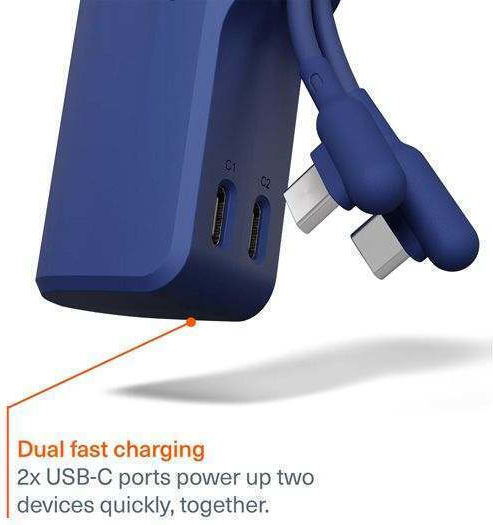 Cygnett Thumboost Power Bank 5000mAh 15W with 2 USB-C Ports Power Delivery Blue view 2