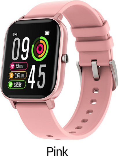 Smartwatch P8t Optimus Idealstore Silicone Strap Pink Waterproof 1.4 Inch Full Touch Screen App Notifications Sedentary Reminder Camera Control Music Control Anti-lost Heart Rate Monitoring Calorie Burning Pedometer Stopwatch